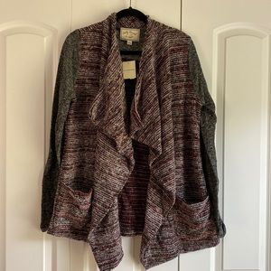 Draped open front cardigan